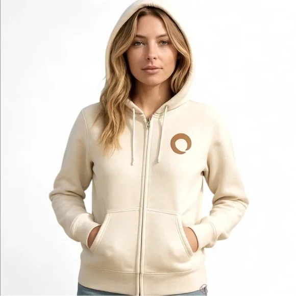 Organic Cotton Blend Women’s Hoodie Zip Up Cream AboveBoard NWT - Picture 1 of 8